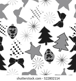 Seamless pattern of Christmas decorations,hand drawn.