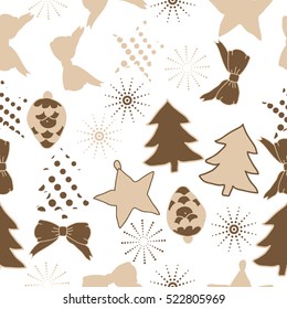 Seamless pattern of Christmas decorations,hand drawn.