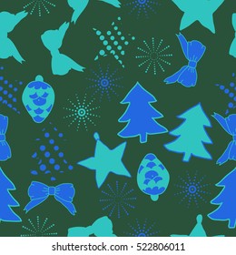 Seamless pattern of Christmas decorations,hand drawn.