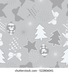Seamless pattern of Christmas decorations,hand drawn.