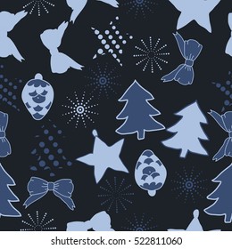 Seamless pattern of Christmas decorations,hand drawn.