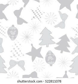 Seamless pattern of Christmas decorations,hand drawn.