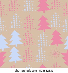 Seamless pattern of Christmas decorations,hand drawn.