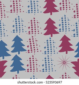Seamless pattern of Christmas decorations,hand drawn. 