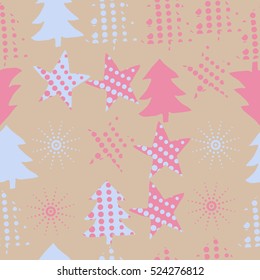 Seamless pattern of Christmas decorations,hand drawn.
