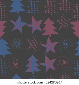 Seamless pattern of Christmas decorations,hand drawn. 