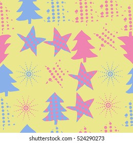 Seamless pattern of Christmas decorations,hand drawn. 