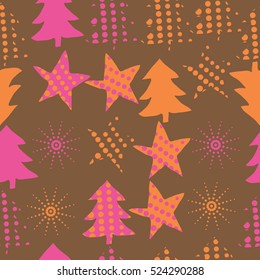 Seamless pattern of Christmas decorations,hand drawn. 