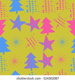 Seamless pattern of Christmas decorations,hand drawn.