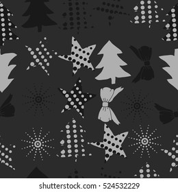 Seamless pattern of Christmas decorations,hand drawn.