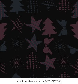 Seamless pattern of Christmas decorations,hand drawn.