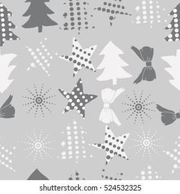 Seamless pattern of Christmas decorations,hand drawn.