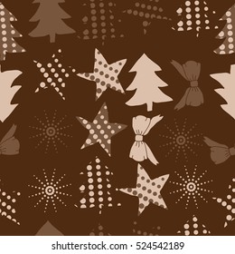 Seamless pattern of Christmas decorations,hand drawn.