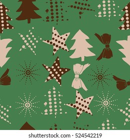 Seamless pattern of Christmas decorations,hand drawn.