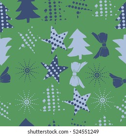 Seamless pattern of Christmas decorations,hand drawn.
