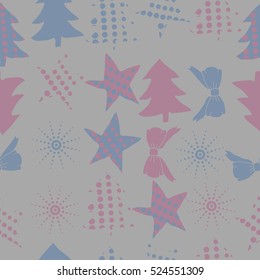 Seamless pattern of Christmas decorations,hand drawn.
