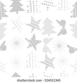 Seamless pattern of Christmas decorations,hand drawn.