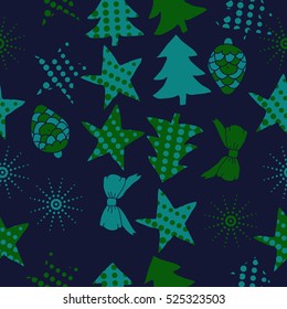 Seamless pattern of Christmas decorations,hand drawn.