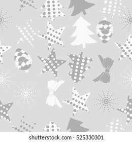 Seamless pattern of Christmas decorations,hand drawn.