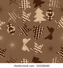 Seamless pattern of Christmas decorations,hand drawn.