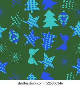 Seamless pattern of Christmas decorations,hand drawn.