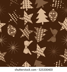 Seamless pattern of Christmas decorations,hand drawn.