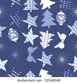 Seamless pattern of Christmas decorations,hand drawn.