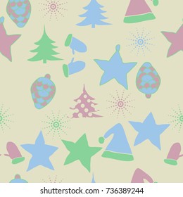 Seamless pattern of Christmas decorations,hand drawn .