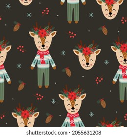 seamless pattern with  Christmas deer 