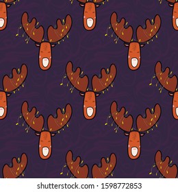 Seamless pattern, christmas deer, hand drawn, doodle background vector. Illustration . Decorative wallpaper, wraping paper good for printing. Happy New Year, greeting card. Winter time