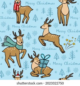 seamless pattern christmas deer vector