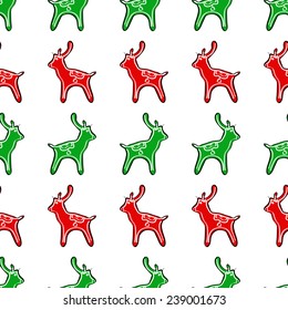 Seamless Pattern with Christmas Deers on a background. Vector EPS