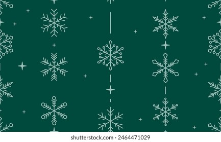 Nahtloses Muster-Weihnachtsmusiken-Design mit Schneeflocken-Rand-Vektorillustration. Festliche Musik grüner Hintergrund mit Fallschnee für Weihnachtsmusiken und Neuen Jahre Banner