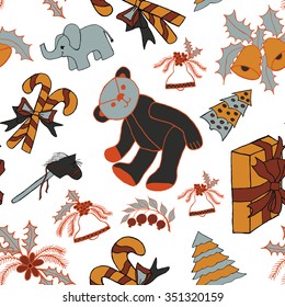 Seamless pattern with christmas doodles. Hand drown background for witner holiday. Can be used as a background tile for blog, ap, or wrapping paper.