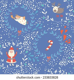 Seamless pattern with Christmas elements. EPS 10. No transparency. No gradients.