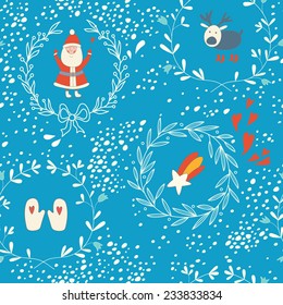 Seamless pattern with Christmas elements. EPS 10. No transparency. No gradients.