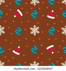 Seamless pattern with Christmas elements. Festive background. New Year's template for design. Vector illustration.