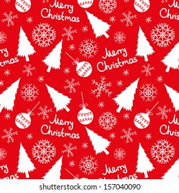 seamless pattern of christmas elements on a red background