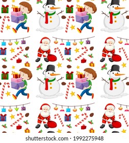 Seamless pattern with Christmas elements on white background illustration