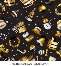 
Seamless pattern with christmas elements and ornament textile or wallpaper print.Vector illustration