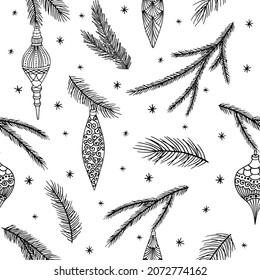 Seamless pattern with Christmas elements. Vector illustration.