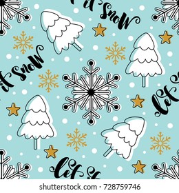 Seamless pattern with Christmas elements. Vector illustration.