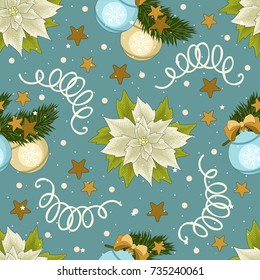 Seamless pattern with Christmas elements. Vector illustration.
