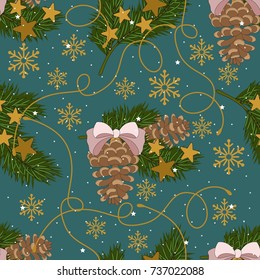 Seamless pattern with Christmas elements. Vector illustration.