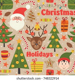 seamless pattern with Christmas elements - vector illustration, eps
