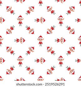 Seamless pattern with Christmas elf. Perfect for wrapping paper, scrapbooking, textiles and product design.