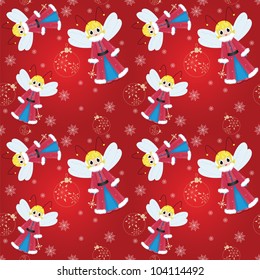seamless pattern christmas fairy with snowflake and ball