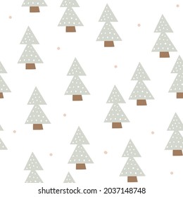 Seamless pattern with Christmas fir tree. Winter forest. Happy New Year and christmas holidays vector background banner.