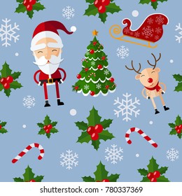 Seamless Pattern with Christmas Flat Icons.