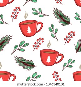 navidad sin fisuras floral y una taza de café